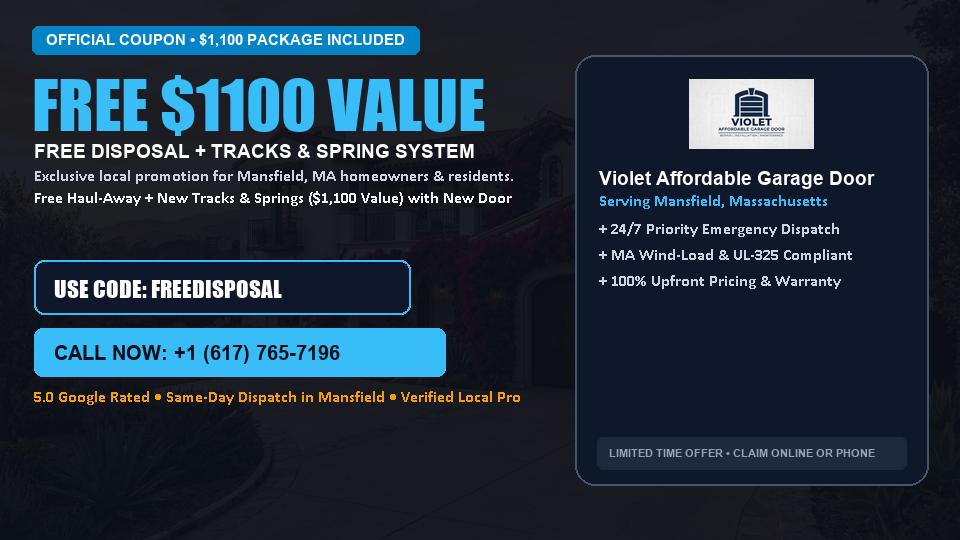 Violet Affordable Garage Door FREE Haul-Away & Heavy-Duty Tracks with New Door in Mansfield, MA
